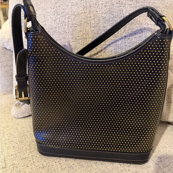 Dooney&Bourke Black Caberolet Vintage Polka Dot Hobo. 131/2x10 EUC with dusty - Picture 6 of 12